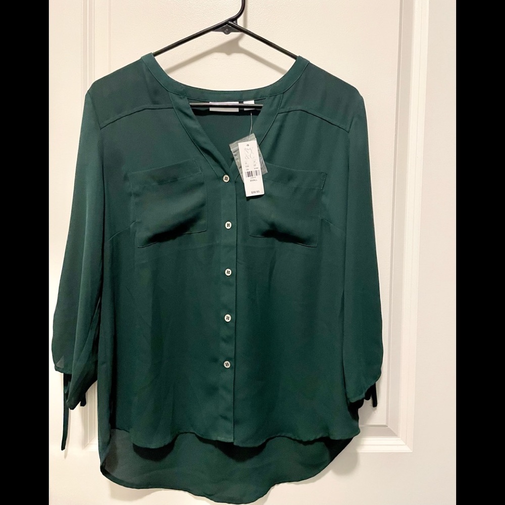 Hunter Green 3/4 Sleeve NY&Co Blouse-NWT